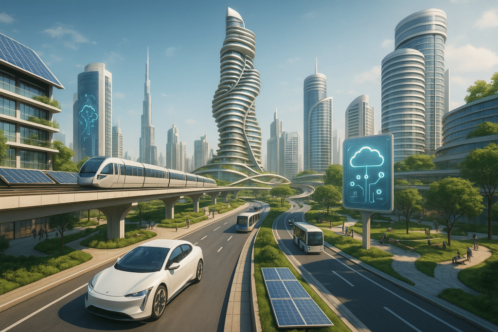 Dubai’s Vision 2040 showing future smart infrastructure and sustainable city design